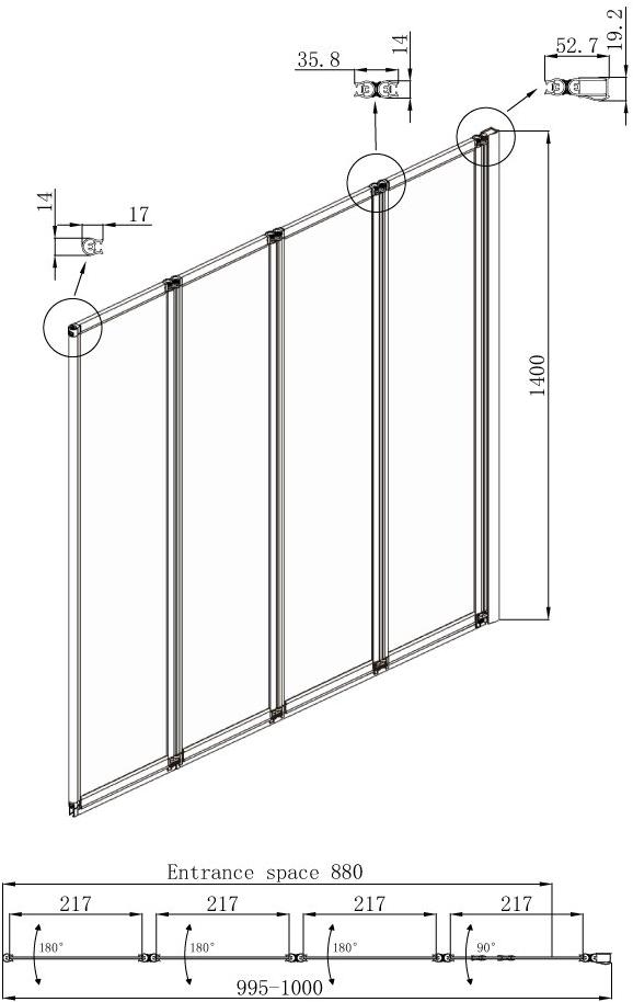 16041111R Душевое ограждения на борт вынны Ambassador Китай Bath Screens - Вид №4