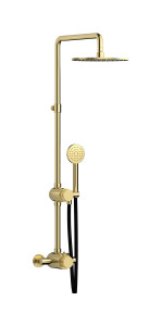 Душевая колонна с термостатом и душевым гарнитуром. WE ARE IB rx800is Brushed Pale Gold Indoor Shower