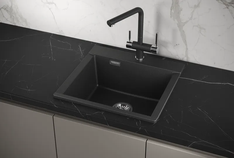 ES-5201, ЧЁРНЫЙ, кухонная мойка, кварц, ESTETICA