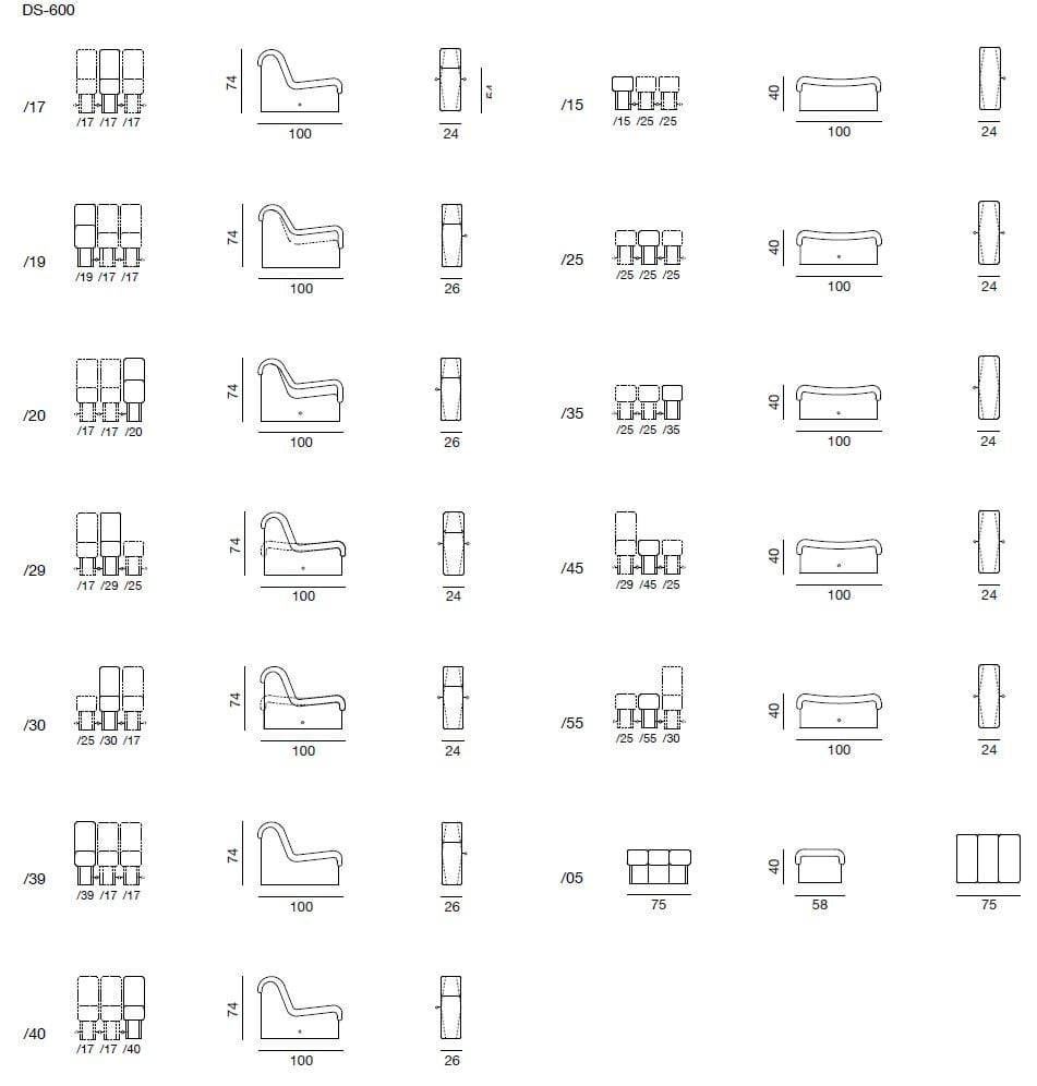 Изогнутый модульный диван de Sede DS-600 ARCH-00127436 - Вид №17