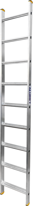 Алюминиевая односекционная  приставная лестница, широкая ступень. 1*9