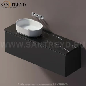 Agape ELL Столешница на тумбу с возможностью установки 1-2 раковины. Размер: длина от 160 см до 180 см. Отделка: черный мрамор AELLM1MCC1618ED