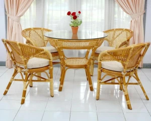 Обеденная группа на 4 персоны светло-коричневая Java-1 ЭКО ДИЗАЙН CLASSIC RATTAN 129629 Бежевый