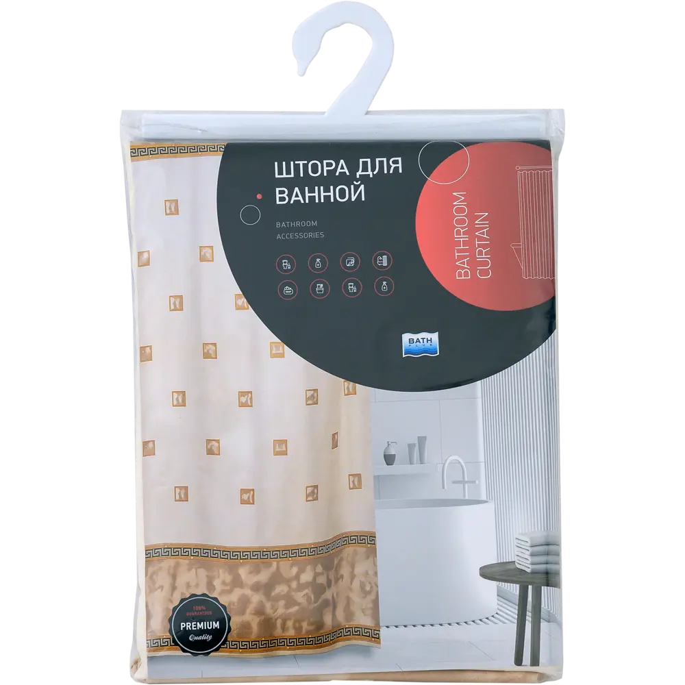 BATH PLUS Rome - Штора для ванной бежевая 180 см с усиленным креплением 11493779 STLM-0001265 - Вид №5
