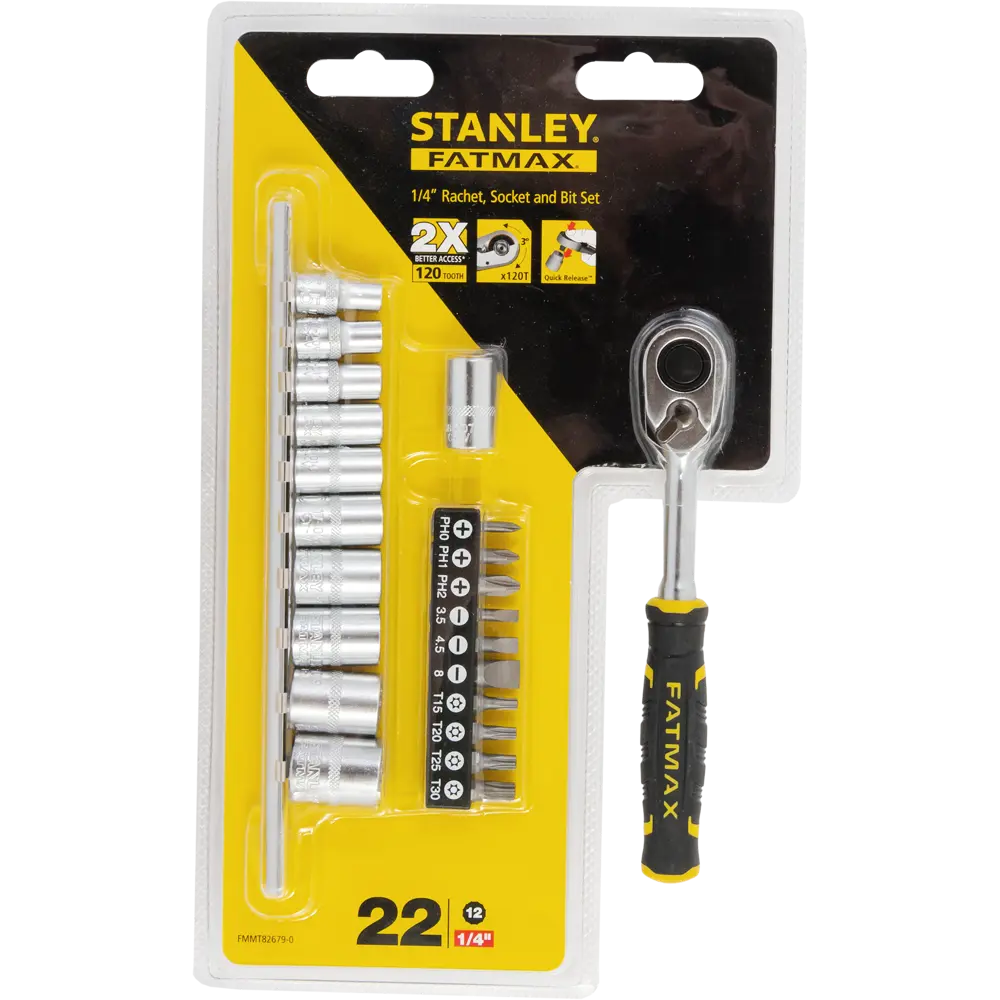 Набор торцевых головок с ключом Stanley Fatmax FMMT82679-0 1/4 дюйма, 22 шт STLM-2119275 - Вид №2