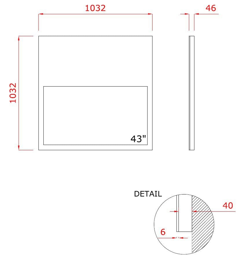 Прямоугольное настенное зеркало со встроенным отсеком для телевизора с антибликовым покрытием NEOD Neptune ARCH-00080100 - Вид №4