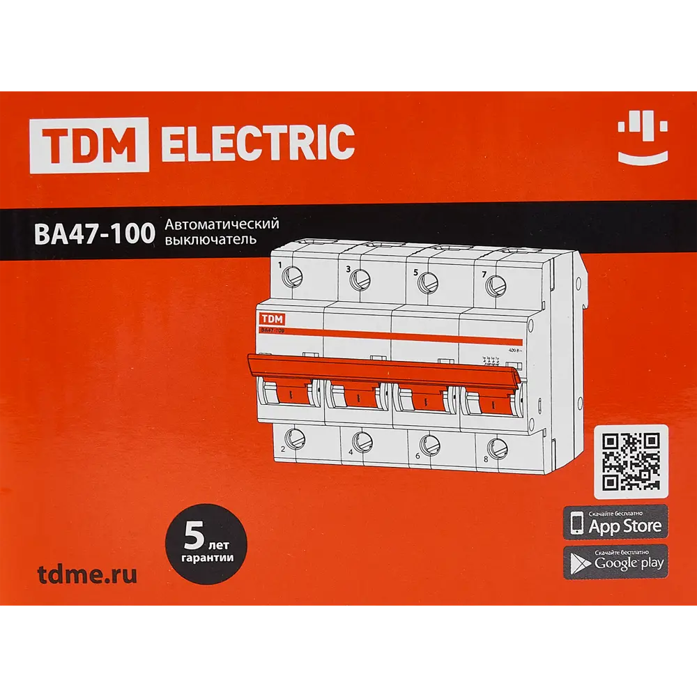 Автоматический выключатель TDM Electric ВА47-100 4P на 80А 84399533 STLM-0049306 - Вид №4