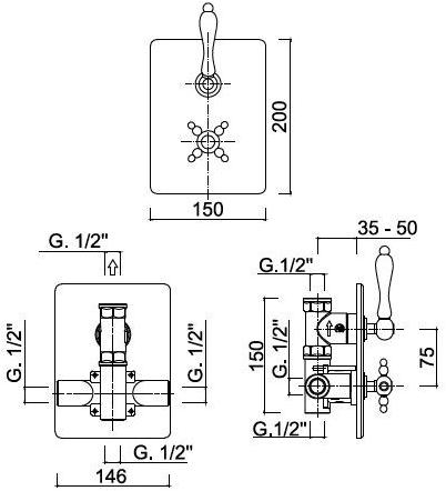 Rubinetteria Giulini Смеситель для душа с термостатом на 2 отверстия Harmony - harmony crystal 8212pr - Вид №1