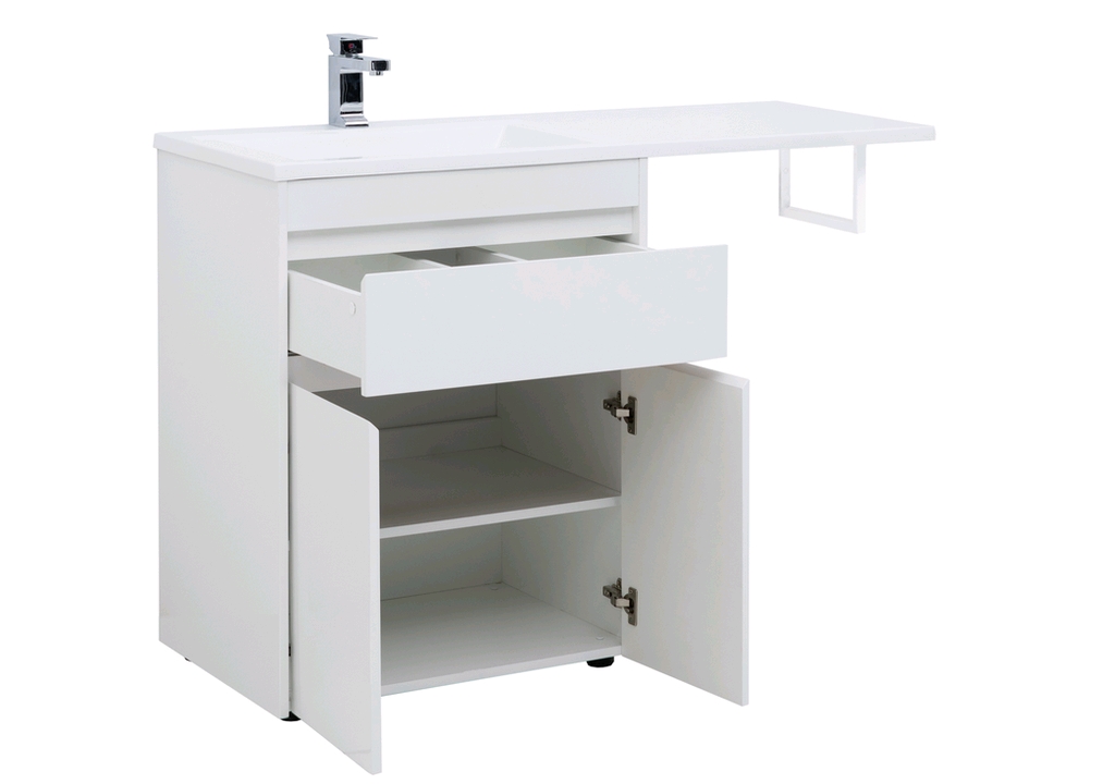 Тумба с раковиной Aquanet Токио 130 L белый (напольная, 1 ящик, 2 дверцы) 0023774600235501 - Вид №2