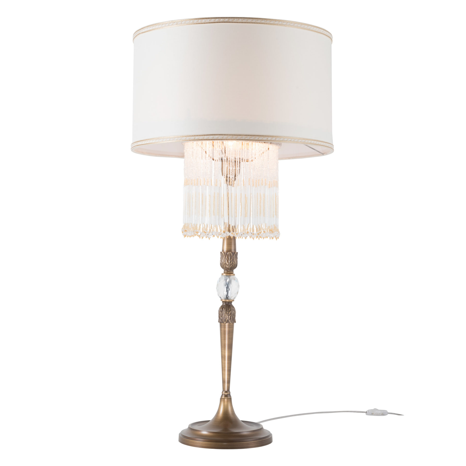 4820/LG-AB НАСТОЛЬНАЯ ЛАМПА с бахромой ручной работы из прозрачных или янтарных бусин из муранского стекла, металлическая структура в цвете бронза, тортора или сером цвете. Patrizia Volpato Venezia - Вид №3