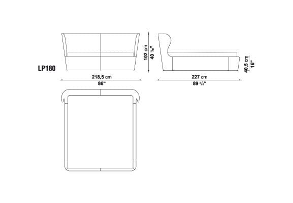 Двуспальная кровать из ткани с мягким изголовьем B&B Italia ARCH-00064669 - Вид №5