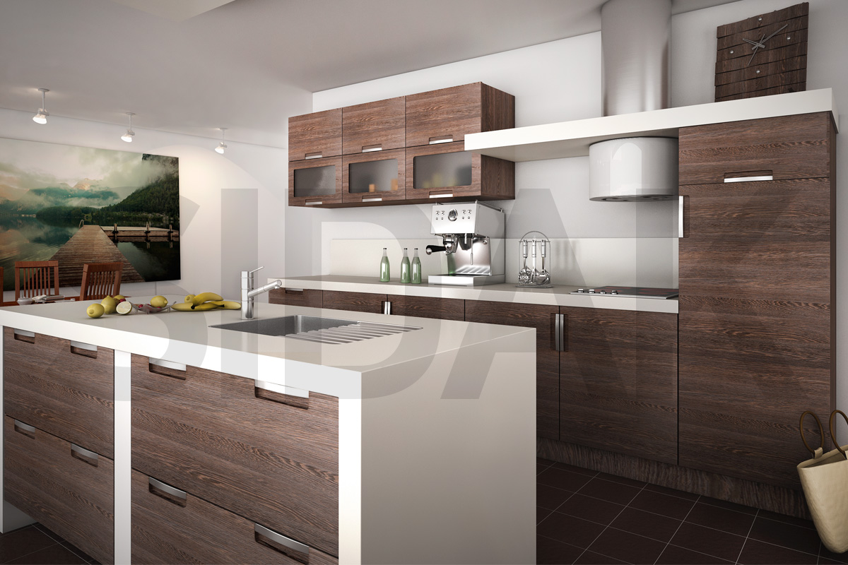 Фасады для кухни Модерн Фрезеровка «Билд Горизонталь» Арья №528 SIDAK SIST2244-4185 - Вид №1