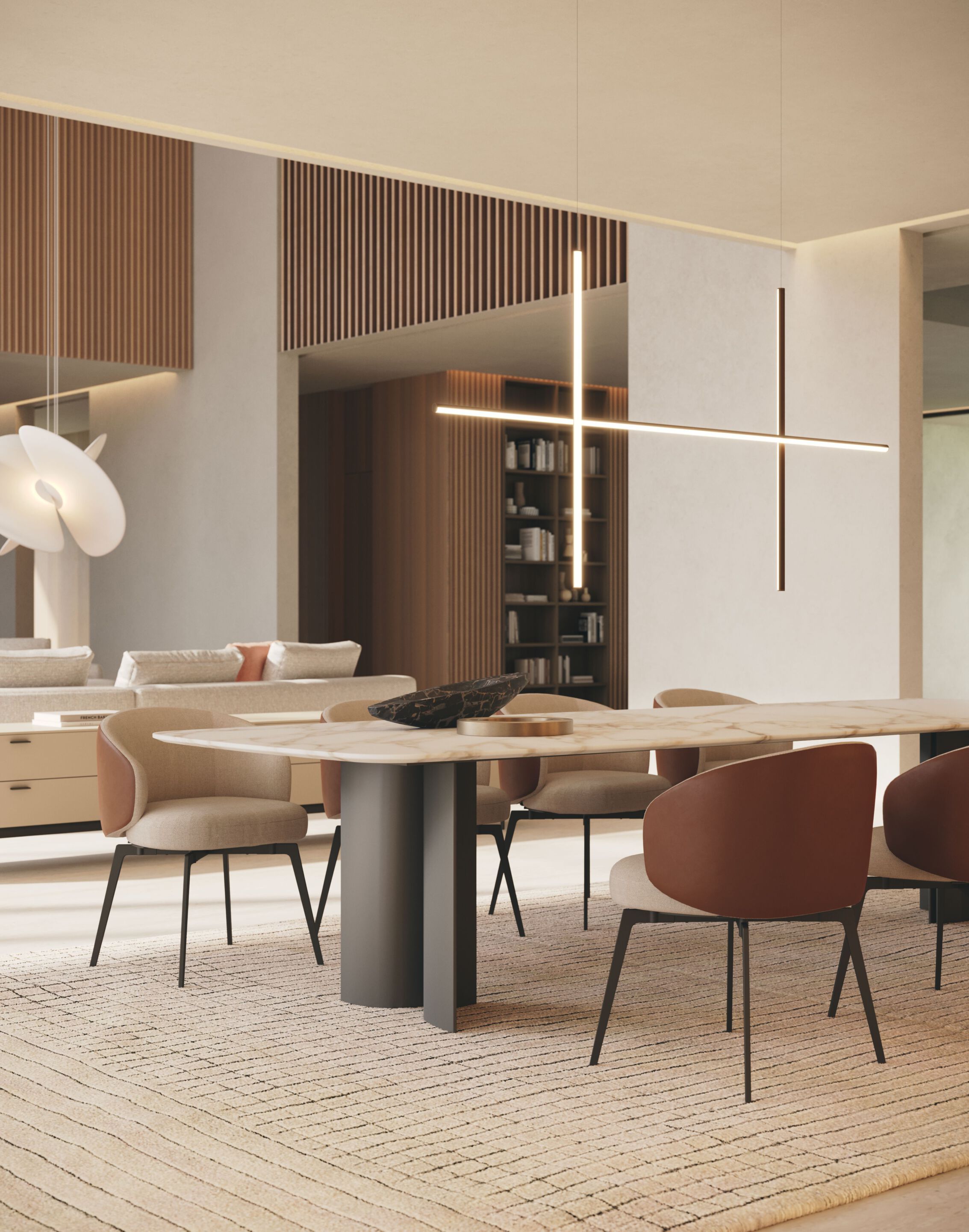 Прямоугольный стол из реконструированного мрамора и металлического основания Lema GULLWING ARCH-00129261 - Вид №2