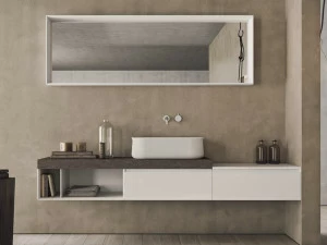 NOVELLO Тумба под умывальник из лакированного HPL с ящиками и зеркалом Calix xl