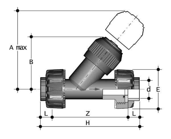 SANIT 121303030040 Обратный клапан, PVC-U, фитинг с PE100-LS буртиком, SDR 11  - Вид №1