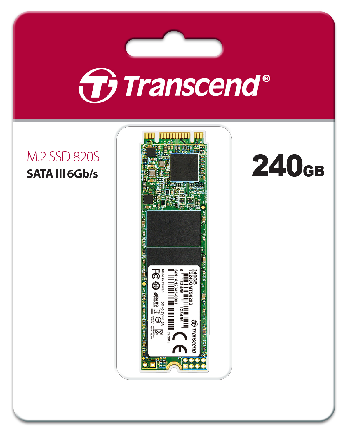 TS240GMTS820S 240gb, m.2 2280 ssd, sata3, tlc Transcend Santreyd  - Вид №3