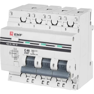 Дифференциальный автомат EKF АД-32 3P N C40 А 30 мА 4.5 кА АС