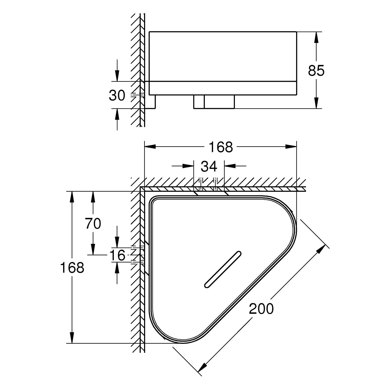 Полочка для душа GROHE Selection, угловая с держателем, темный графит матовый (41038AL0) - Вид №1
