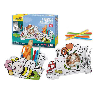 P694h Кубик фан Пазл-раскраска Пчела и улитка (5 фломастеров в комплекте) Cubic Fun