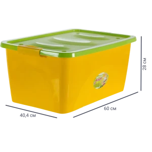 Ящик для игрушек на колесах 60x40.4x28 см 44 л пластик с крышкой цвет жёлто-салатовый