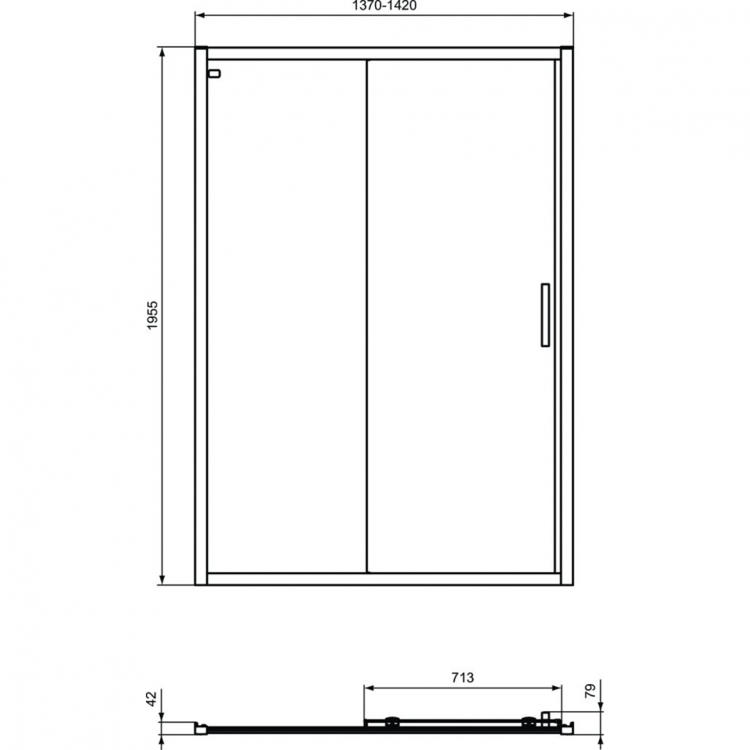K9278V3 Сдвижная дверь в нишу 140 см Sliding door Ideal Standard CONNECT 2 - Вид №1