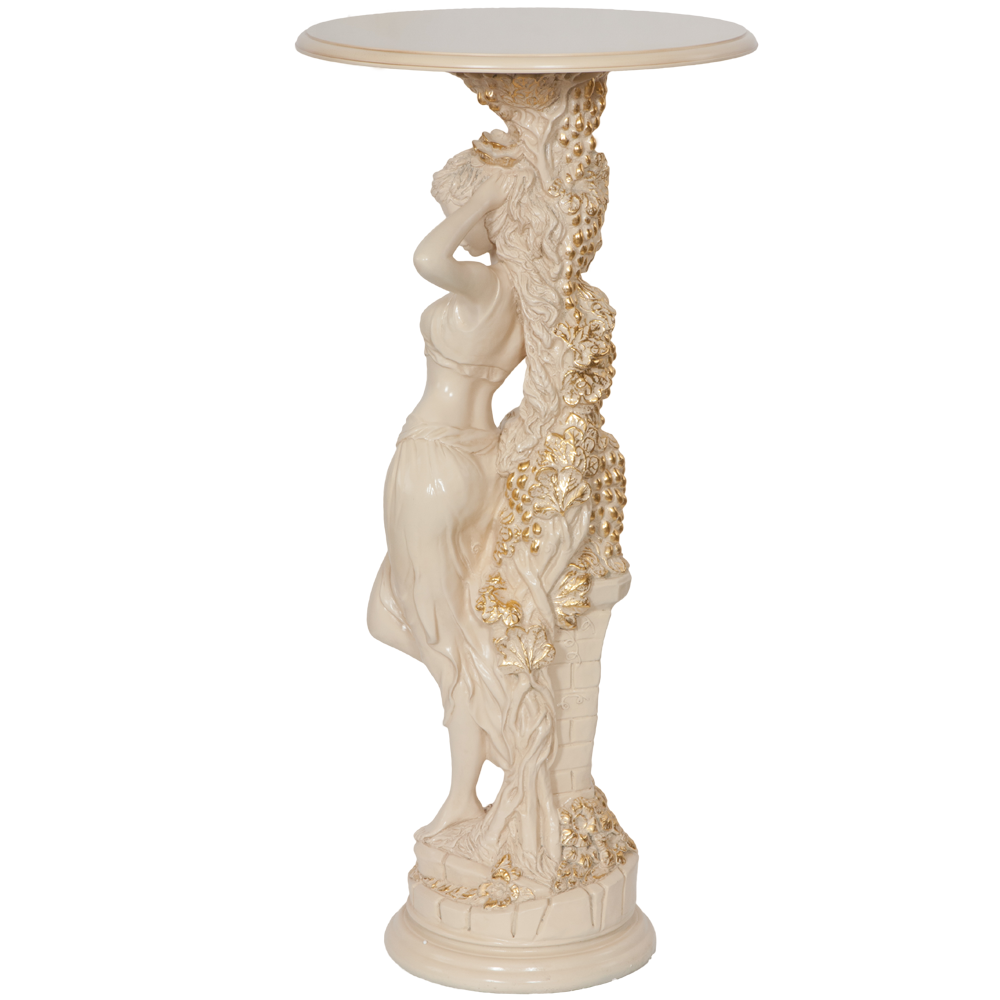 13055 BOGACHO Подставка декоративная Девушка с кувшином Айвори мрамор / ЛМДФ 11486  - Вид №3