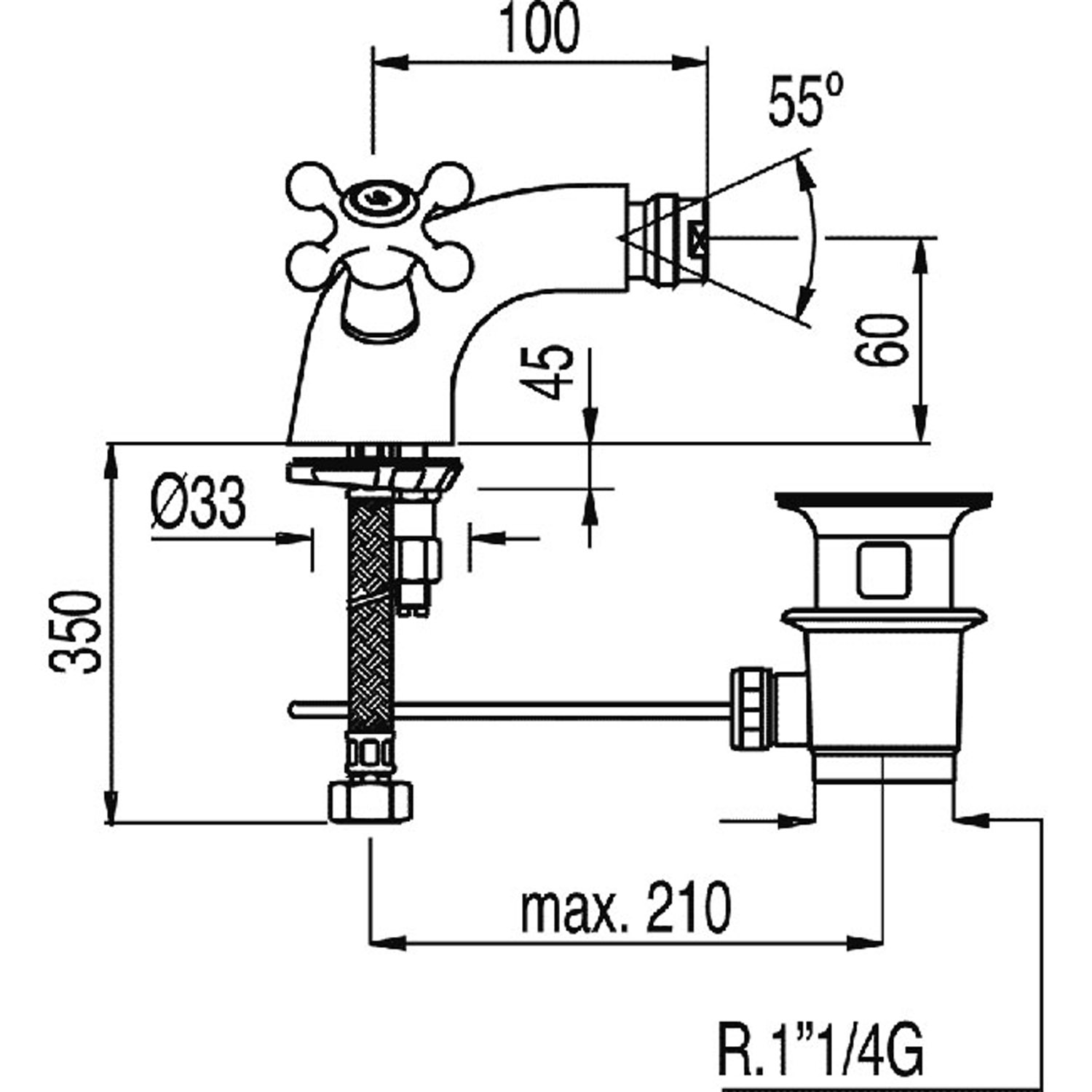 Смеситель для биде CLASIC-TRES с одним отверстием-132120 TRES  - Вид №1