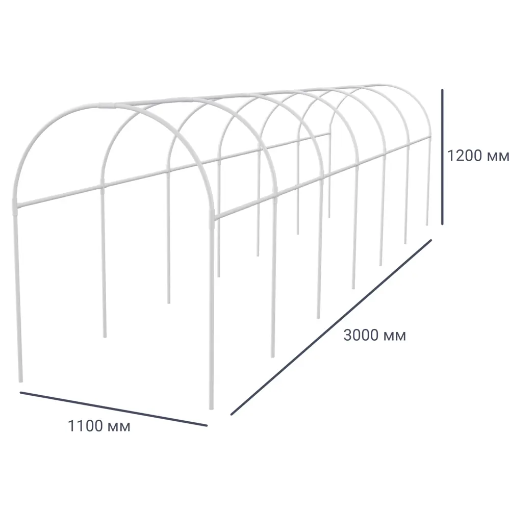 Каркас парника гофрокороб 1.1x3x1.2 м белый GARDEN SHOW STLM-2041820 - Вид №2