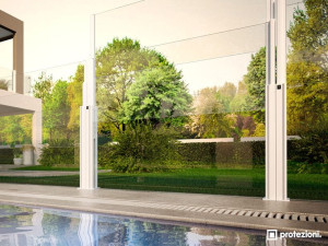 Стеклянный телескопический барьер и ширма для использования на первом этаже