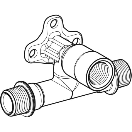 602.317.00.1 Т-образная водорозетка Geberit 90° с уступом, с наружной резьбой MF 1/2" Geberit  - Вид №1