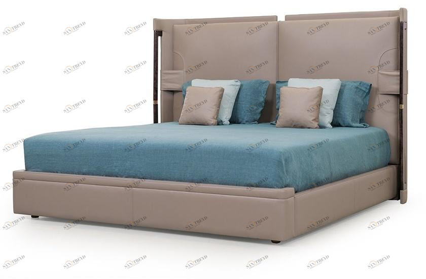 Turri Двуспальная кровать из кожи с обитым изголовьем Eclipse sun-id-1458405