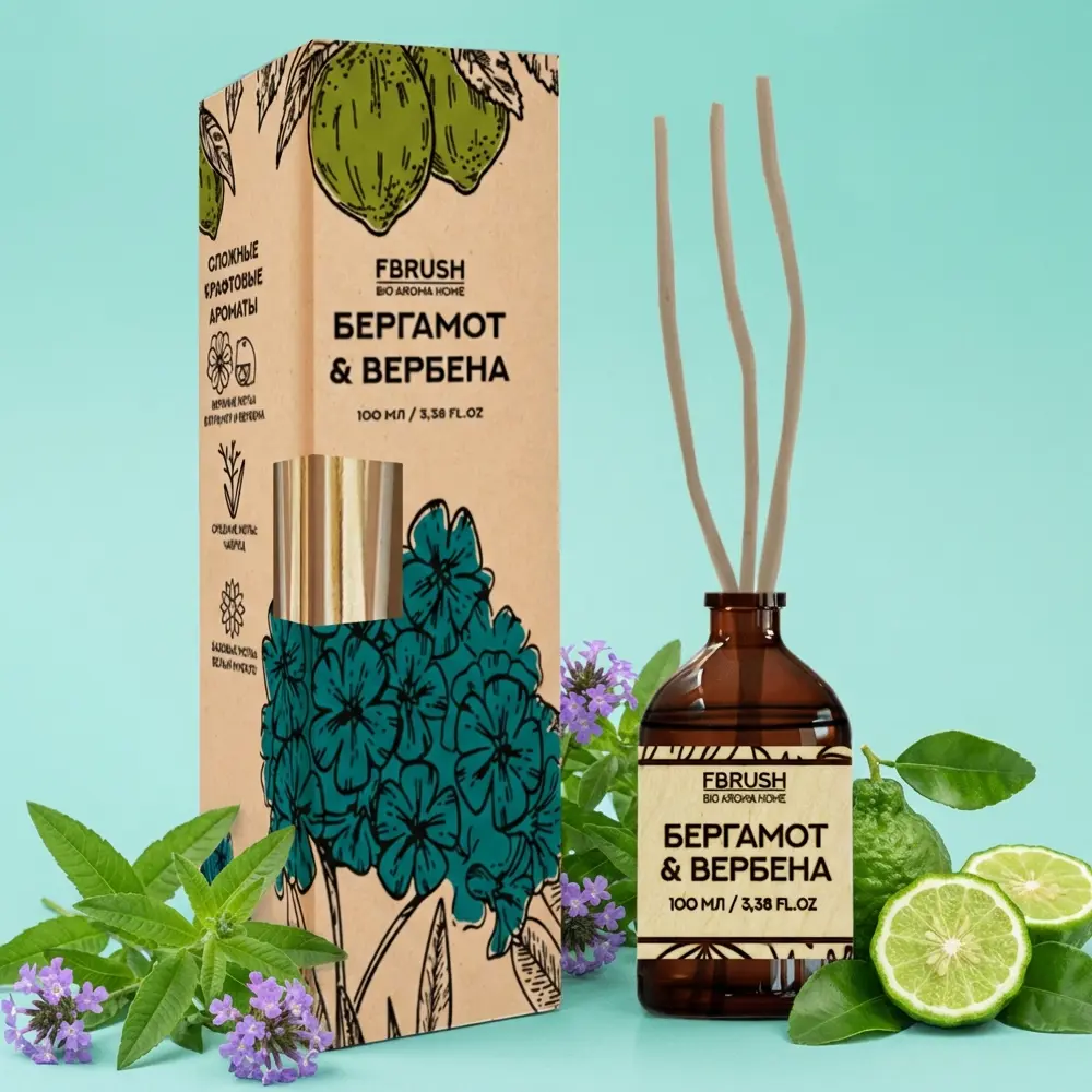 Ароматический диффузор Fbrush Бергамот и вербена 100 мл STLM-2064537