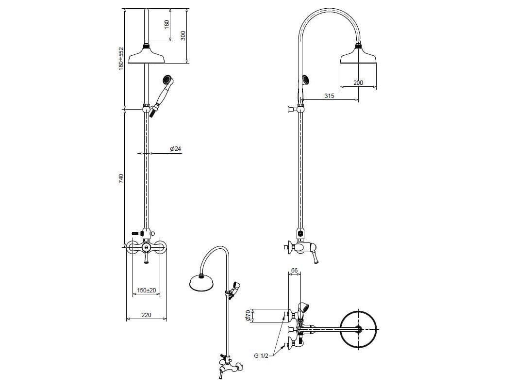 Хромированная латунная душевая колонна Bugnatese Денвер ARCH-00043173 - Вид №2