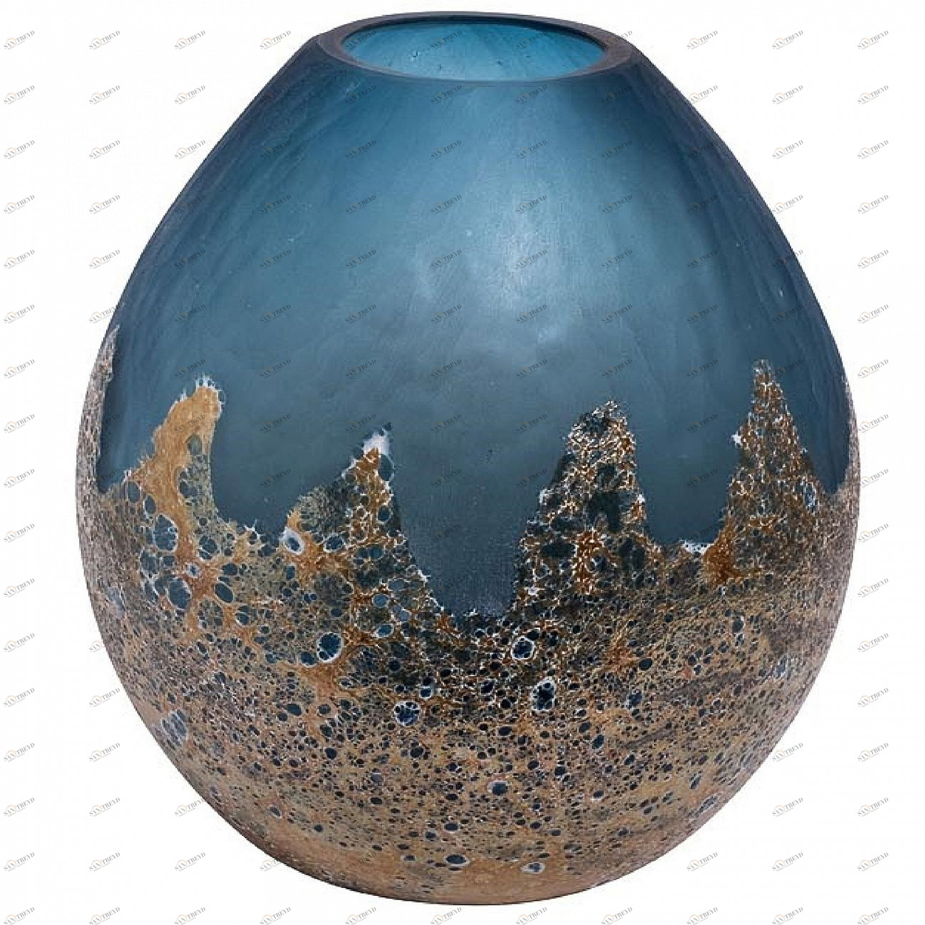 Ваза круглая стеклянная голубая с золотом GARDA DECOR ДИЗАЙНЕРСКИЕ 266941 Голубой;золото 