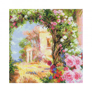 1763 Канва/ткань с рисунком Рисунок на канве 41 см х 41 см "Греция в цвету" Матренин посад