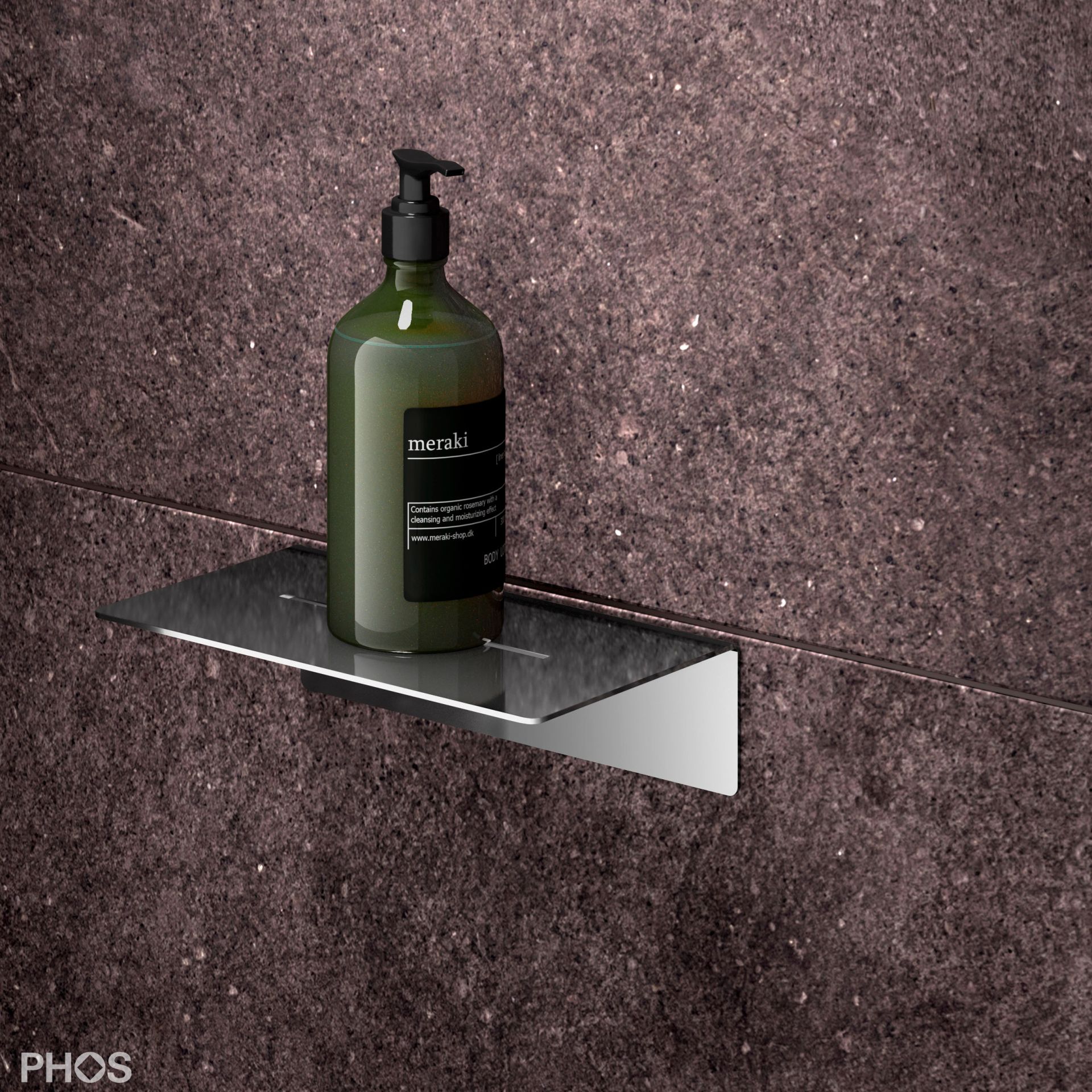 DA200K-PL Полка для душа клееная, длина 20 x глубина 12 см, полированная PHOS  - Вид №1