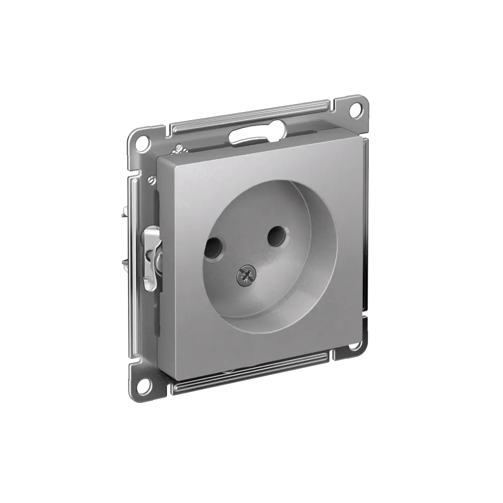 Розетка встраиваемая Systeme Electric AtlasDesign без заземления цвет алюминий STLM-2038421