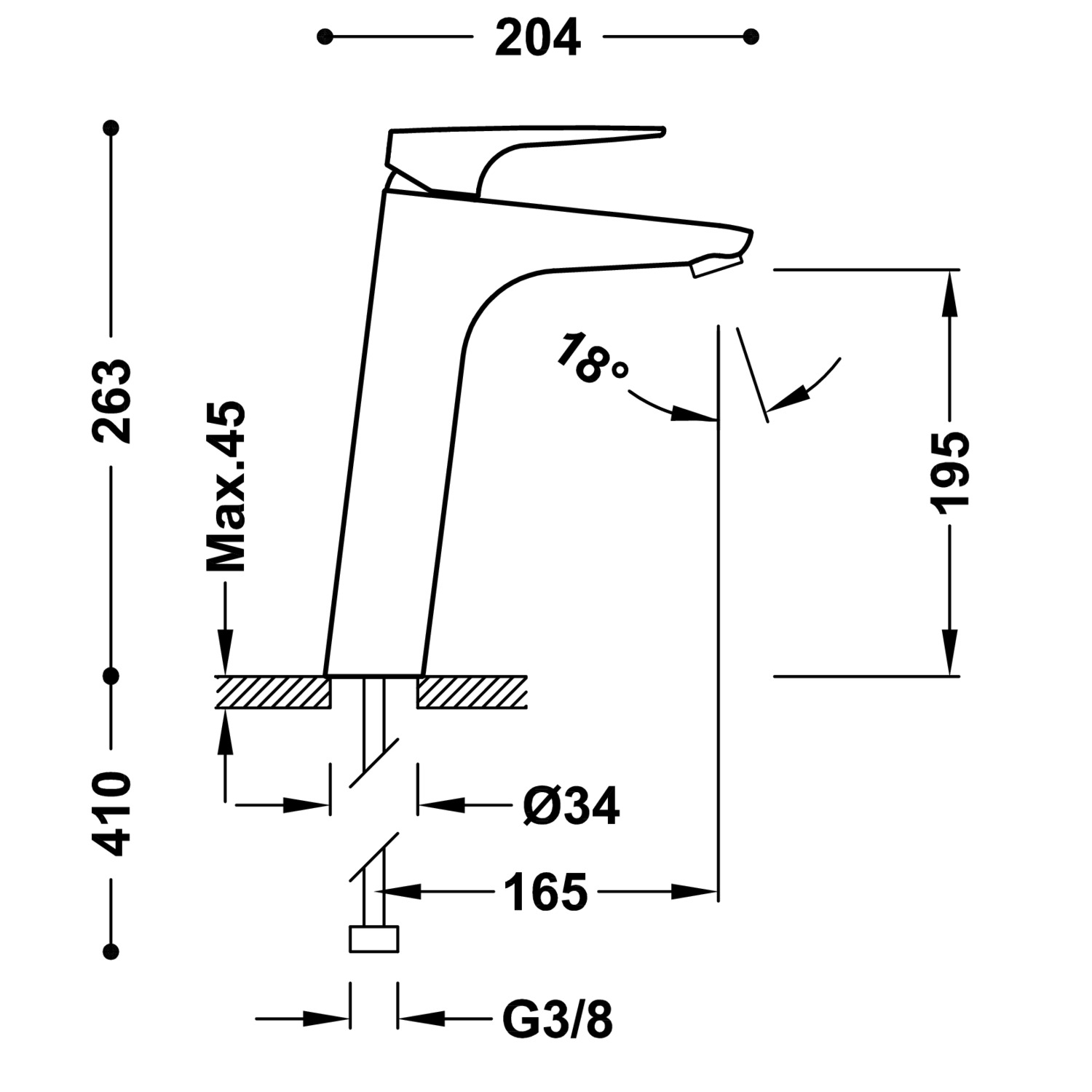 Высокий смеситель для умывальника CANIGÓ PLUS с одной ручкой -21820303 TRES Canigo - Вид №1