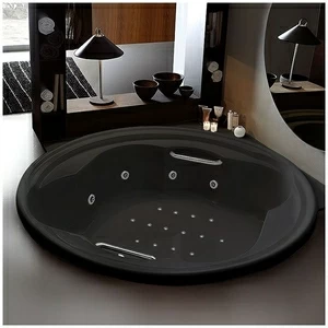Ванна Gruppo treesse Ninfa V659Q-C чёрная с гидромассажем аэромассажем дезинфекцией и пультом ДУ круглая большая