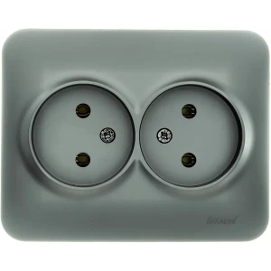 Розетка двойная встраиваемая Lezard Asti без заземления цвет кремовый