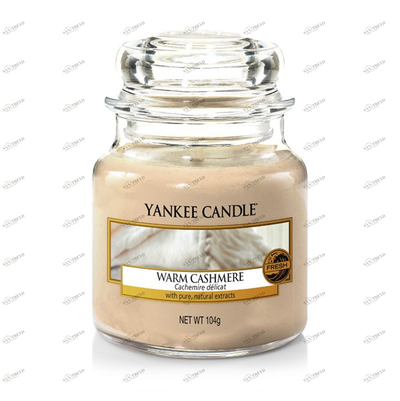 Свеча маленькая в стеклянной банке "Тёплый кашемир" Warm Cashmere 104гр 25-45 часов YANKEE CANDLE  267943 Бежевый 