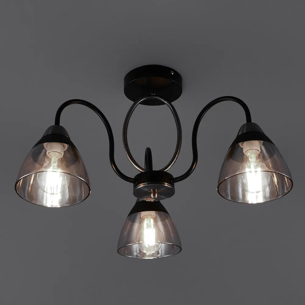 Люстра потолочная JLIGHT FIONA 3 лампы 18 м², цвет черный/бронза 84534217 STLM-2000844  - Вид №2