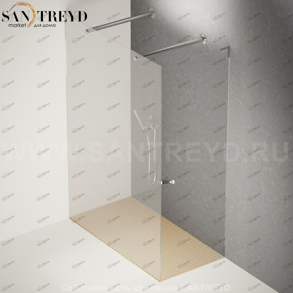 Душевое ограждение FLAT D подрезаемое, стеклянная с дверью экстрапрозрачная перегородка с 2-мя держателями с поддоном из светлого дуба. Размеры: глубина от 70 до 100 см, длина от 140 до 160 см Agape DC3070100140160TTNE