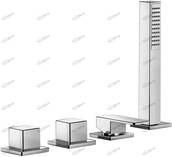Fir Italia Комплект для ванны из латуни на 4 отверстия с переключателем и ручным душем New playone 90 9031504