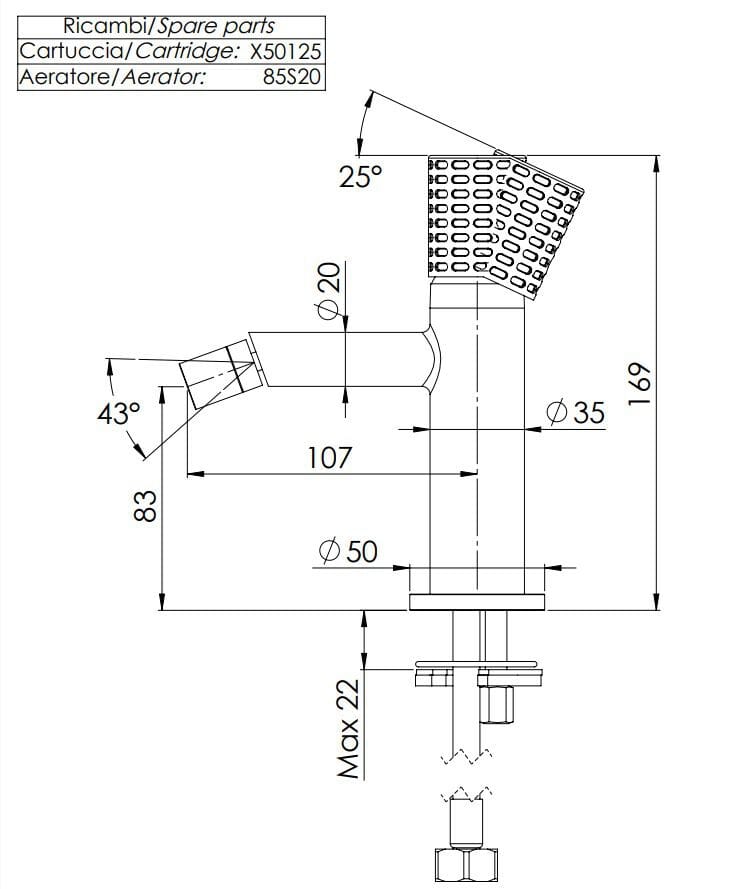 Однорычажный смеситель для биде без слива Remer Rubinetterie Celebrity ARCH-00139776 - Вид №2