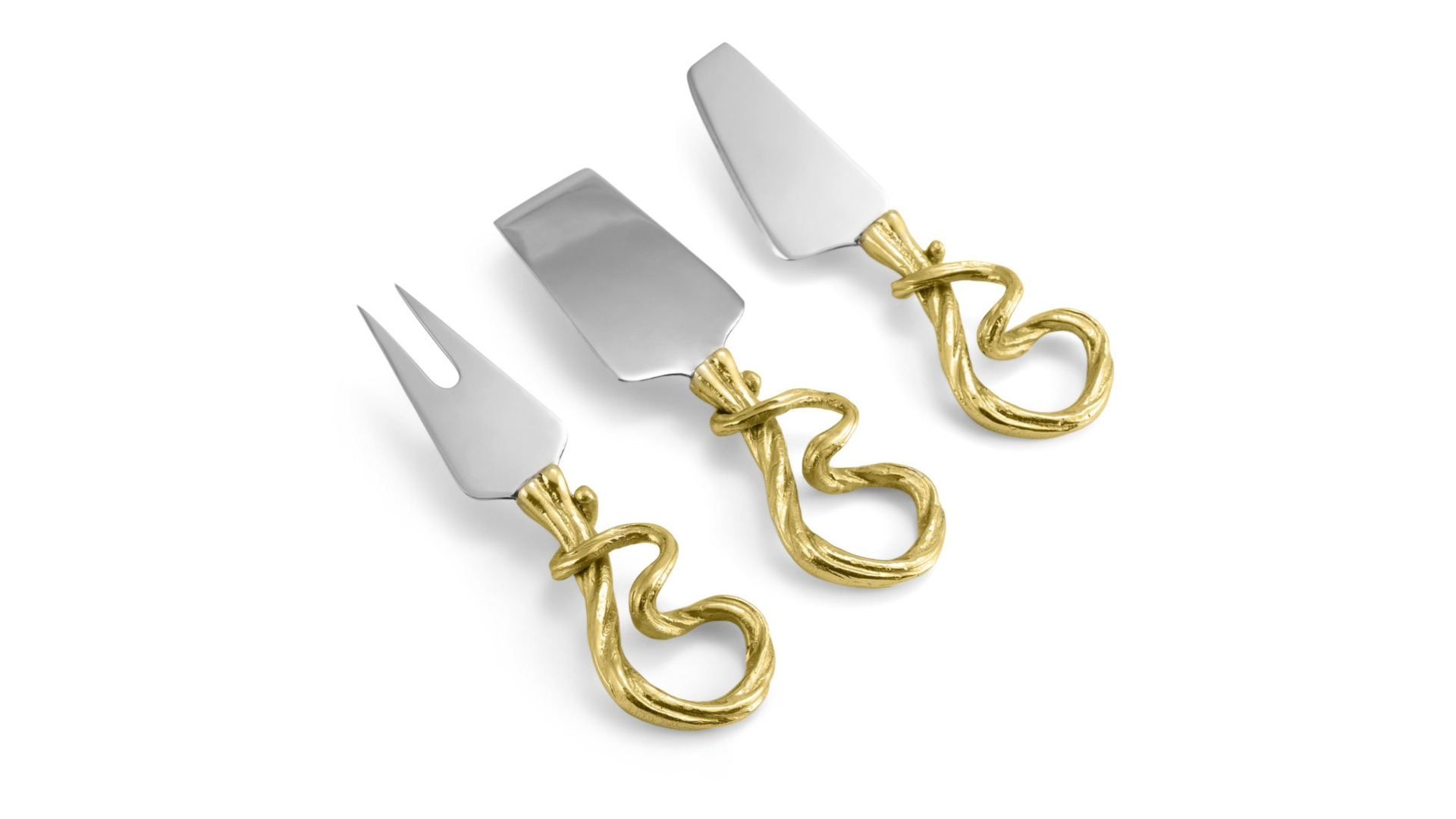 10663714 Michael Aram Набор ножей для сыра Michael Aram Виноградная лоза 16см, сталь нержавеющая, 3шт Сталь нержавеющая  - Вид №1