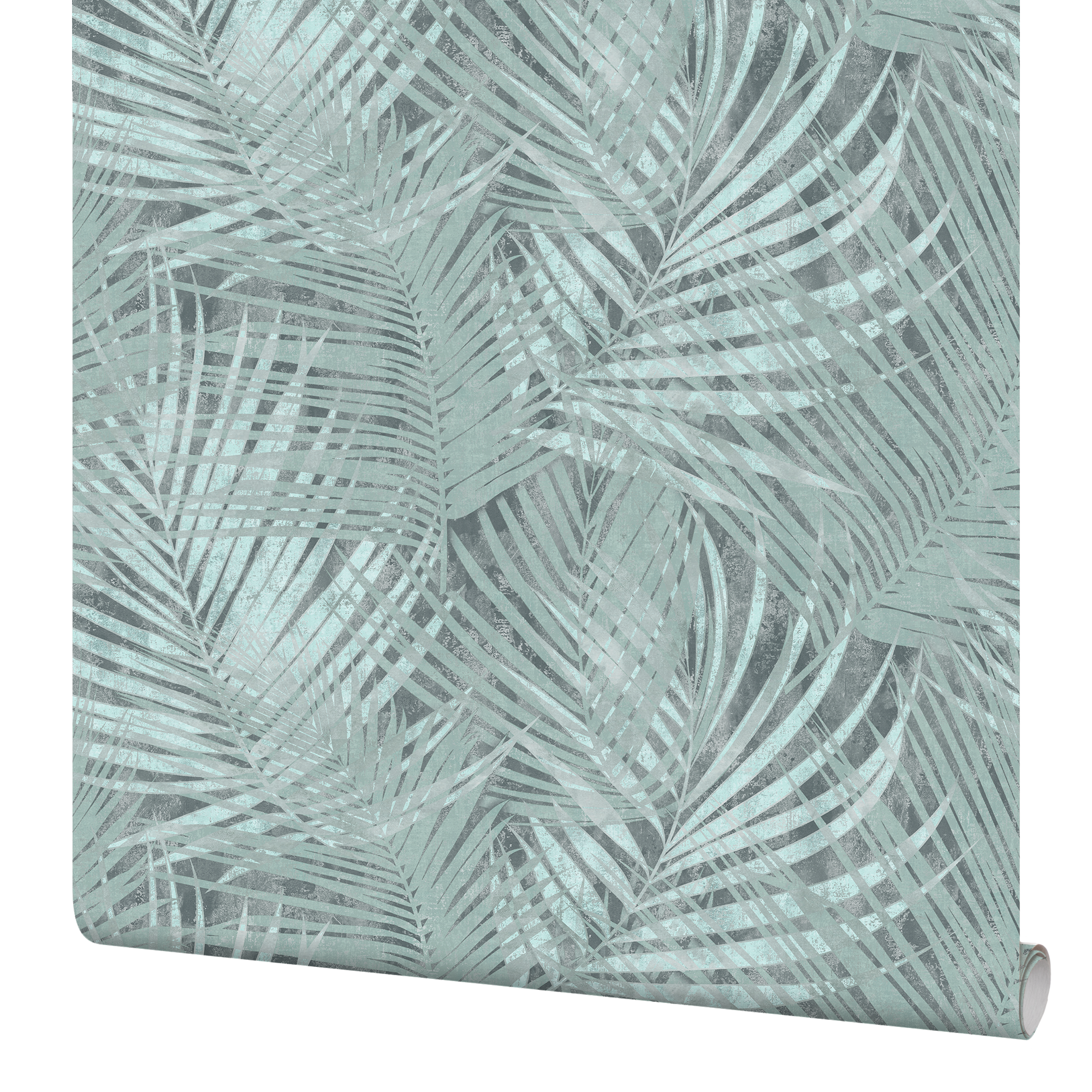 Флизелиновые обои WALL UP MOUSSON бирюзовые с растительным орнаментом 87892190 STLM-0076032