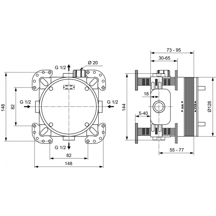 A7573A5 Промо комплект "ВСЕ для встройки ALL IN ONE" Ideal Standard CERATHERM T100  - Вид №13