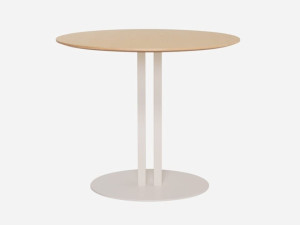 Круглый стол с ясенем и стальным основанием