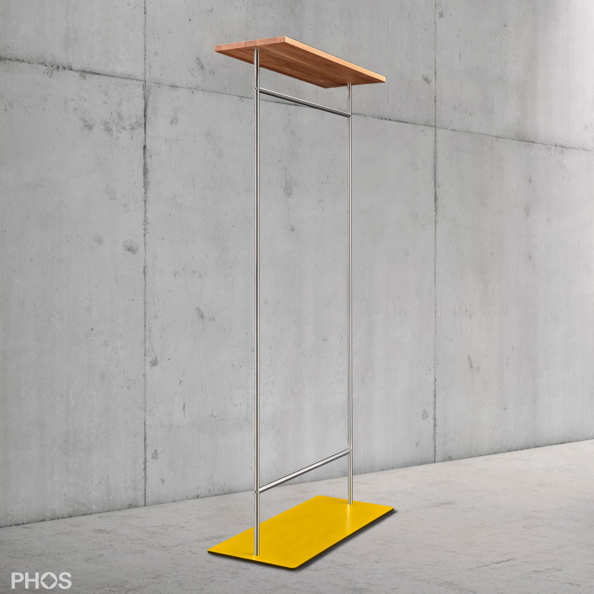 GST2-Eiche-BPGe Двойной шкаф с гладкой штангой для одежды и полкой из дуба, основание: желтое. PHOS  - Вид №2